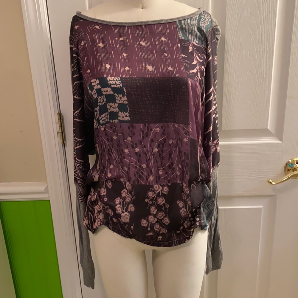 Anthropologie Mix Print Long Sleeve Shirt